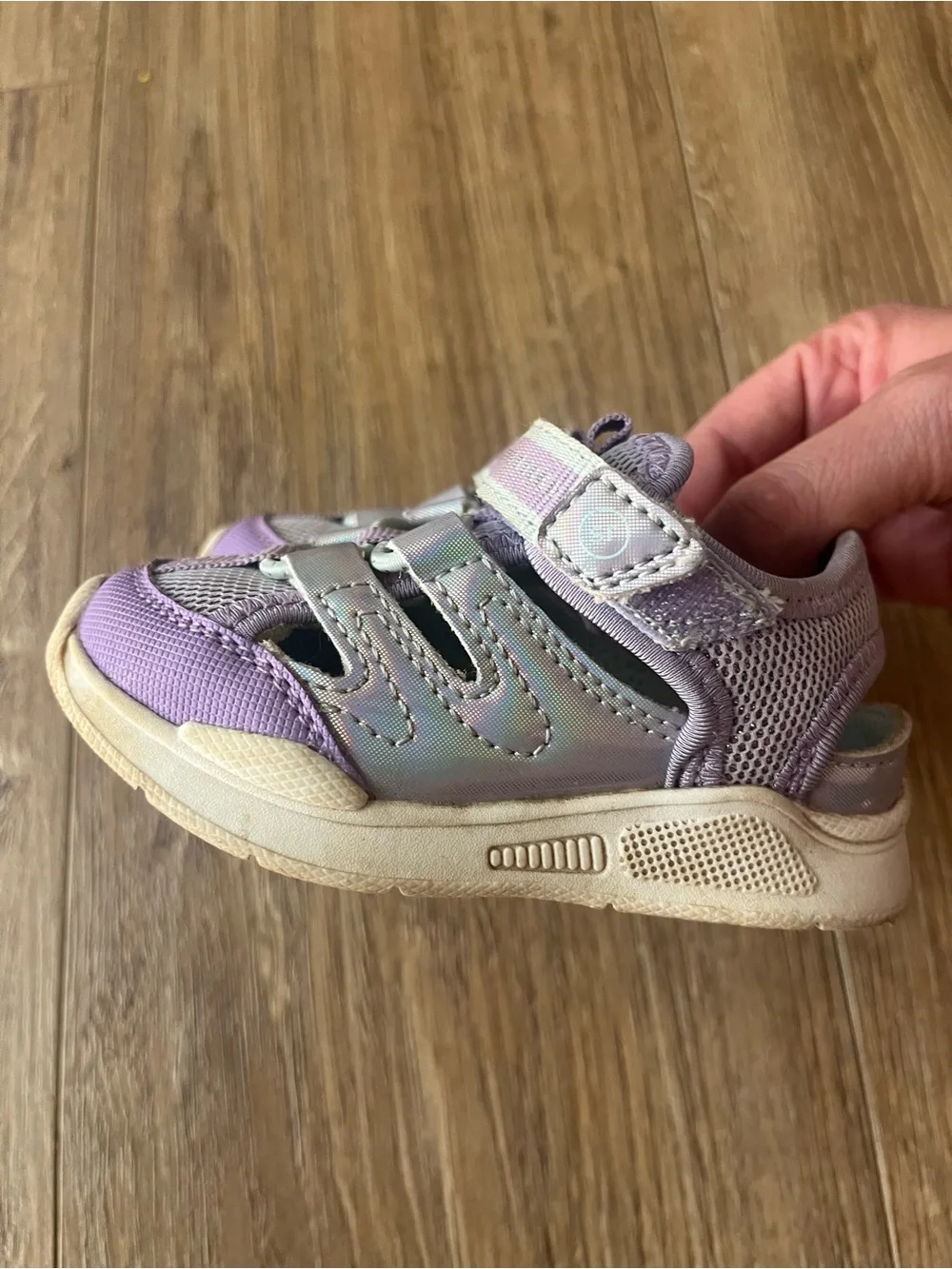 Stride Rite Purple with sparkle Sneakers and White Bow Sandals size 5t
